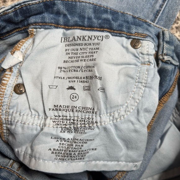 Blank NYC Light Wash Distressed Skinny Raw Hem Jeans Size 24 - Picture 7 of 7
